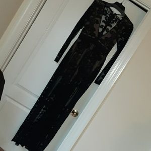 Sexy Free People black sheer lace maxi dress NWOT